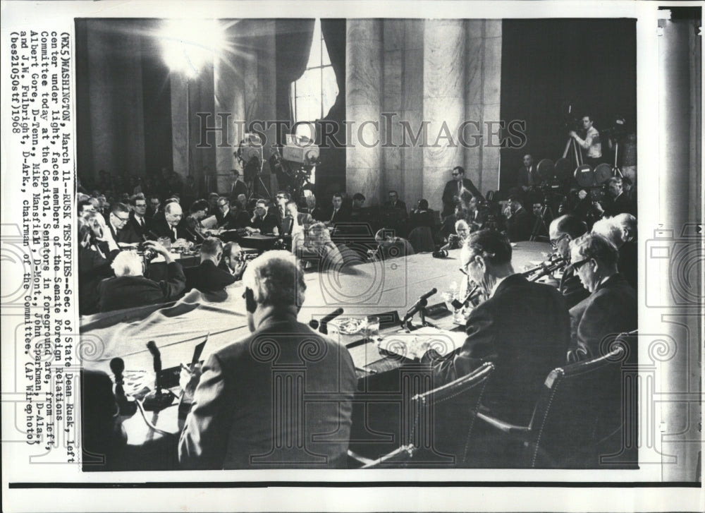 1968 Press Photo Sec. State Dean Rusk and Senators - Historic Images