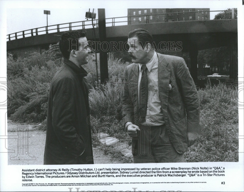 1990 Press Photo Timothy Hutton Nick Nolte Actors Q&amp;A - Historic Images