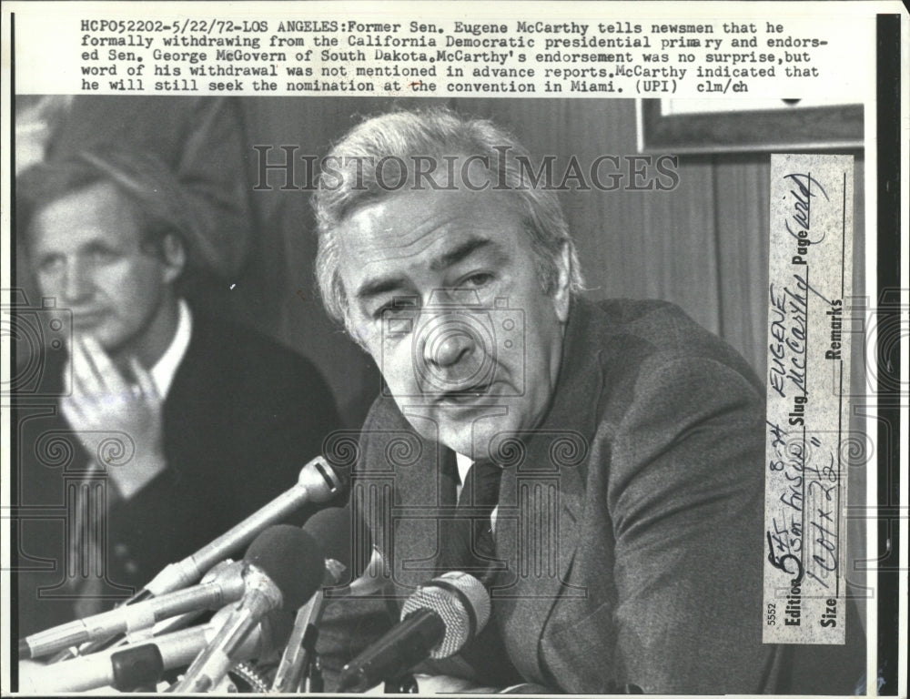 1972 Sen. Eugene McCarthy Race Withdrawal - Historic Images