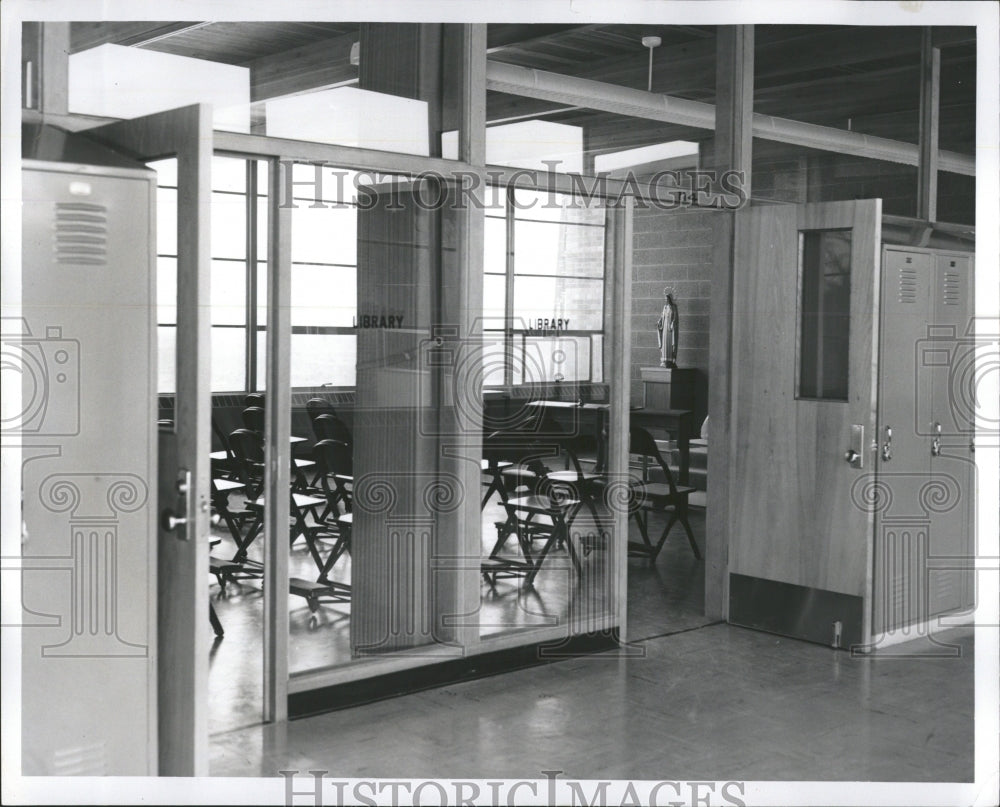 1955 Notre Dame HS Library Harperwoods Mich - Historic Images