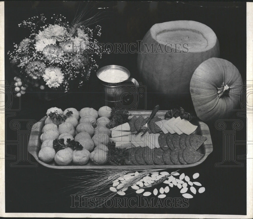 1968 Table Set With Food And Decoration - Historic Images