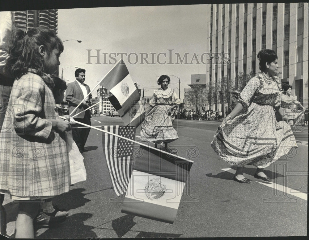 1964 Mexican Independence Day Parade Flags - Historic Images