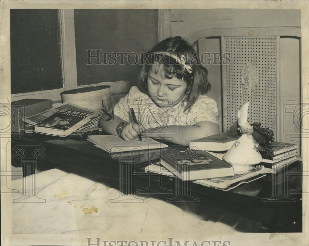 1948, Suzanne Greenbeck Homework Bed Table - RRV39815 - Historic Images