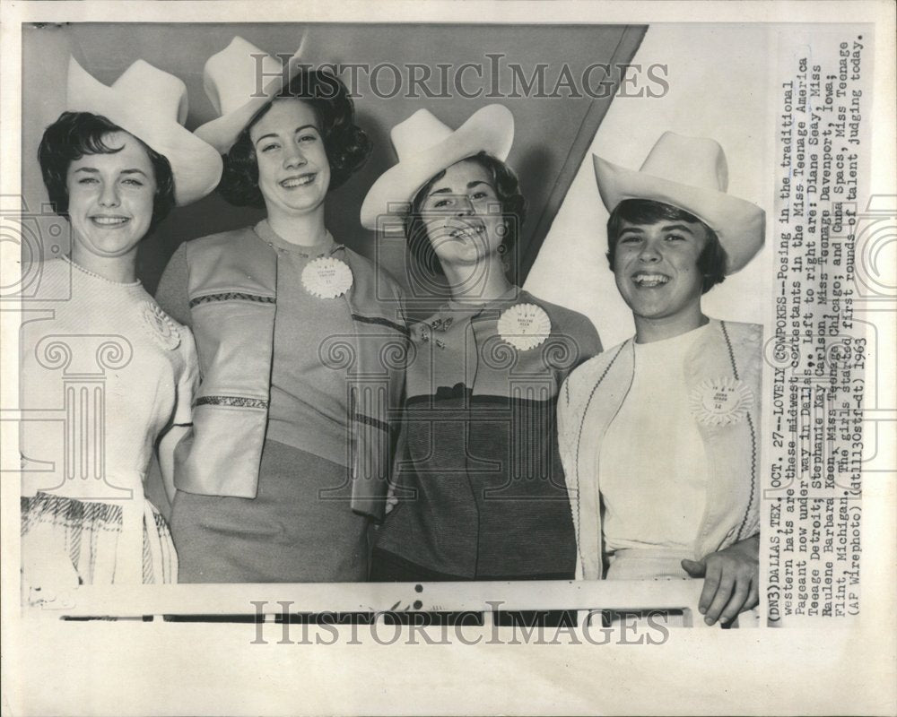 1963 Press Photo Lovely Cowpoke traditional western hat - Historic Images