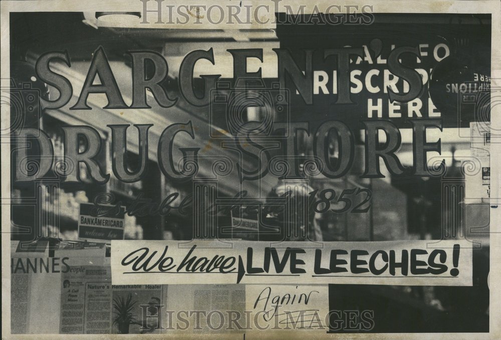 1975 Madison Leech sign widow drug store - Historic Images