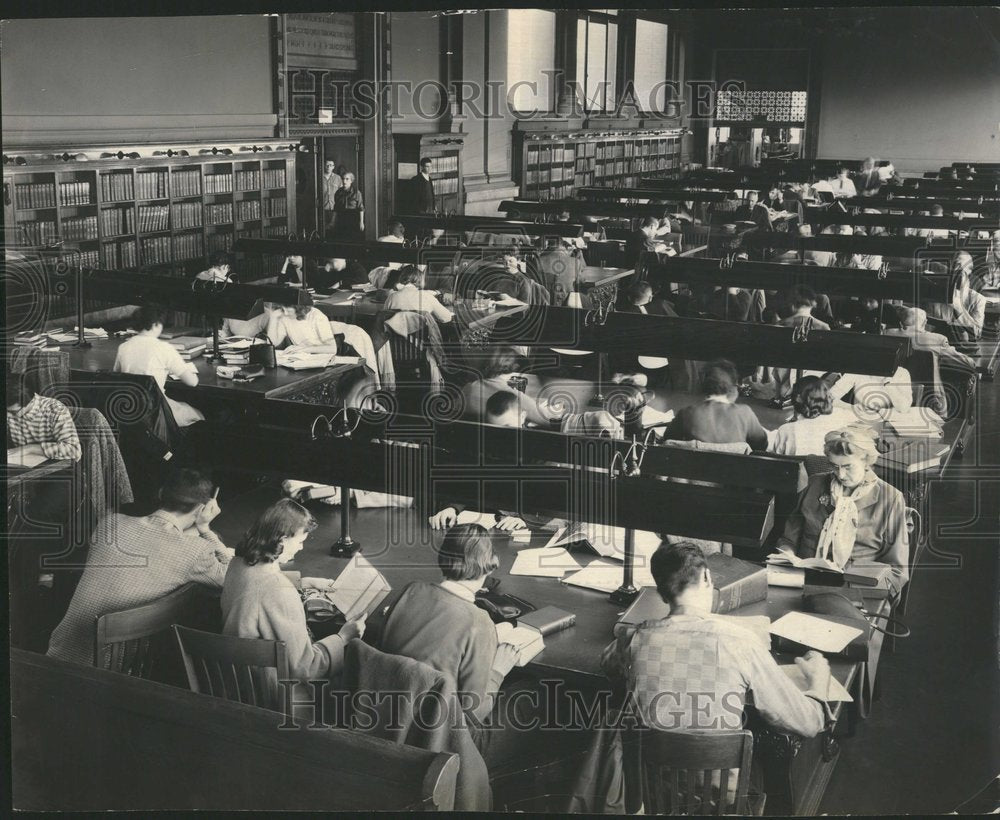 1957 Public library room schools stidents - Historic Images