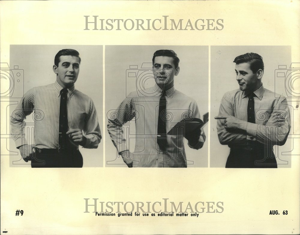 1963 Press Photo Shirt Stripes Classic Button Dark Tell - RRV41925 - Historic Images