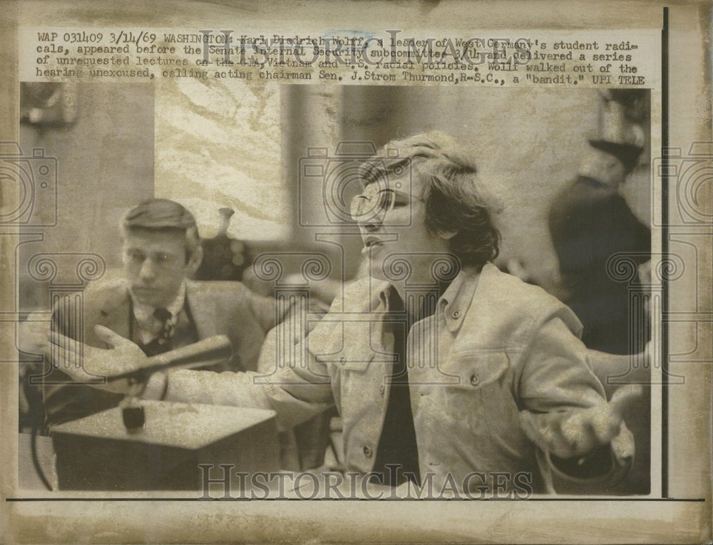 1969 Press Photo Karl Diedrich Wolff Student Radical - Historic Images