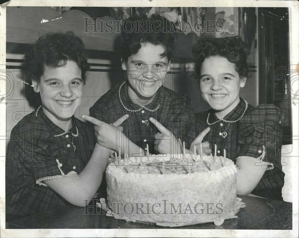 1956 Press Photo Triplets Jean Joan Judy Menzella - RRV42655 - Historic Images