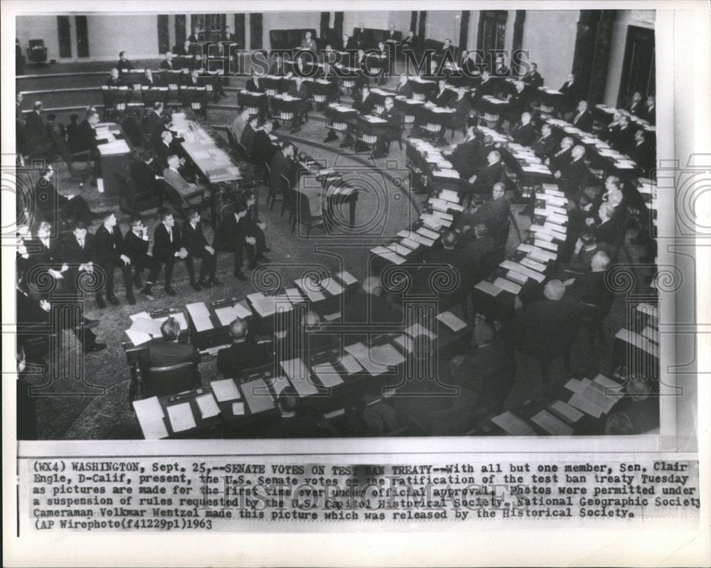 1963 Senate Votes Clair Engle Testman ban - Historic Images