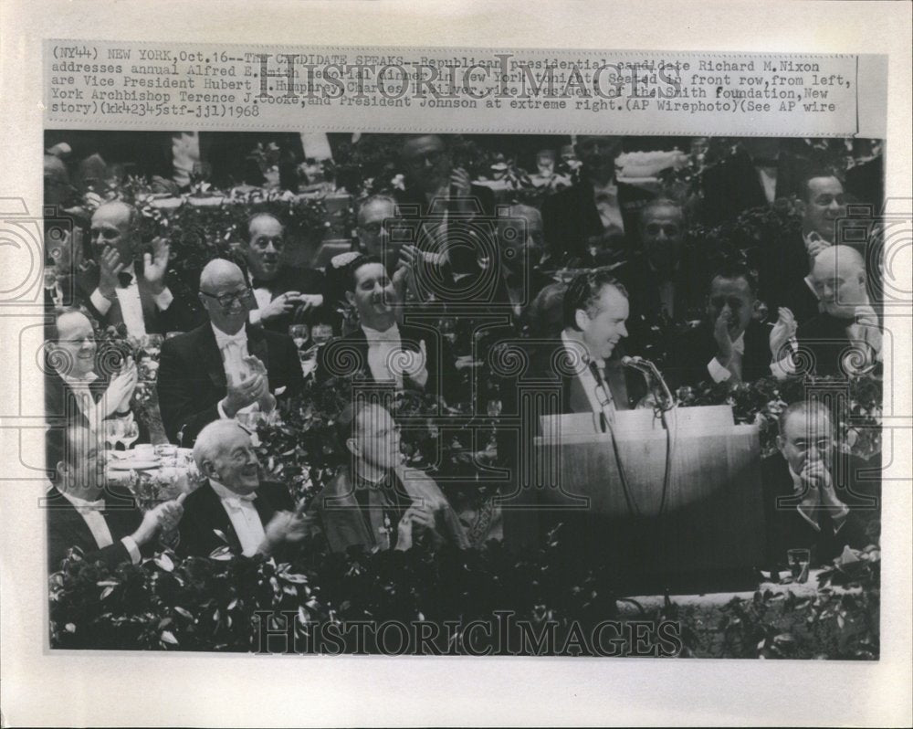 1968 Press Photo Richard Nixon Smith Dinner Humphrey - Historic Images