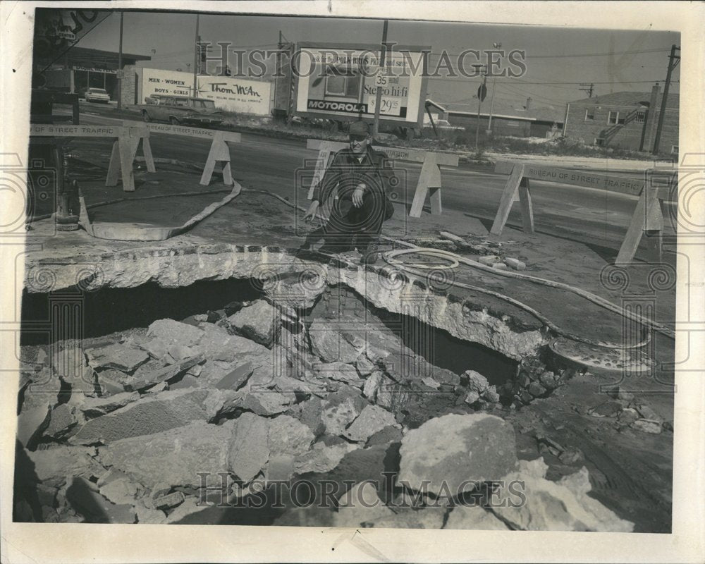 1963 Press Photo John McNulty Water Dept Main Pavement - RRV43537 - Historic Images