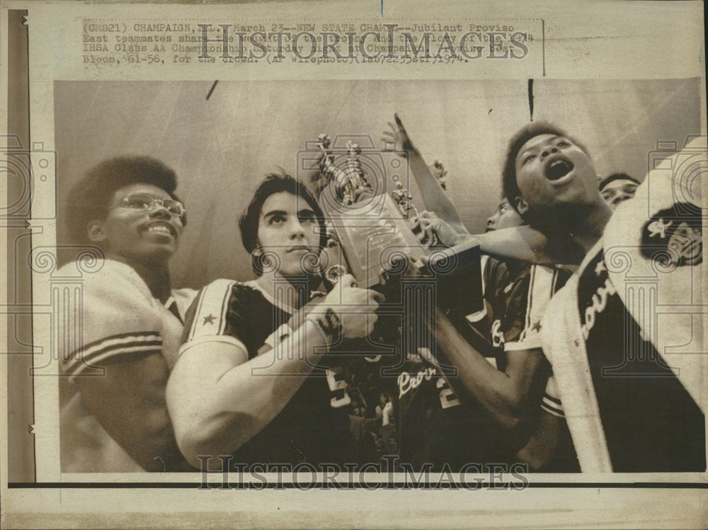 1974 Press Photo Proviso East HS Team Holding Trophy - RRV43929- Historic Images