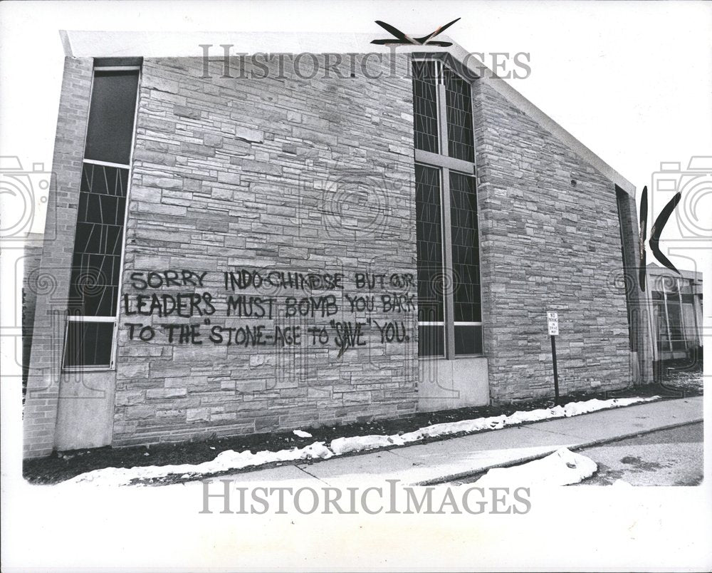 1972 Anti War Slogan Congressional Church - Historic Images