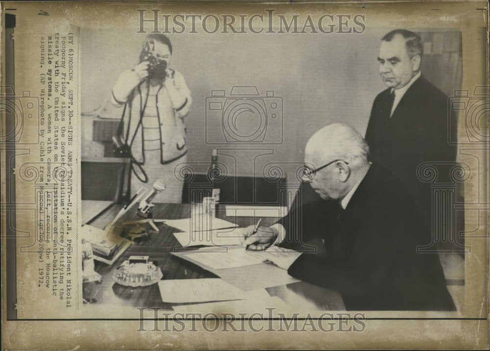 1972 Press Photo Soviet Podgorny President treaty US - RRV44229 - Historic Images