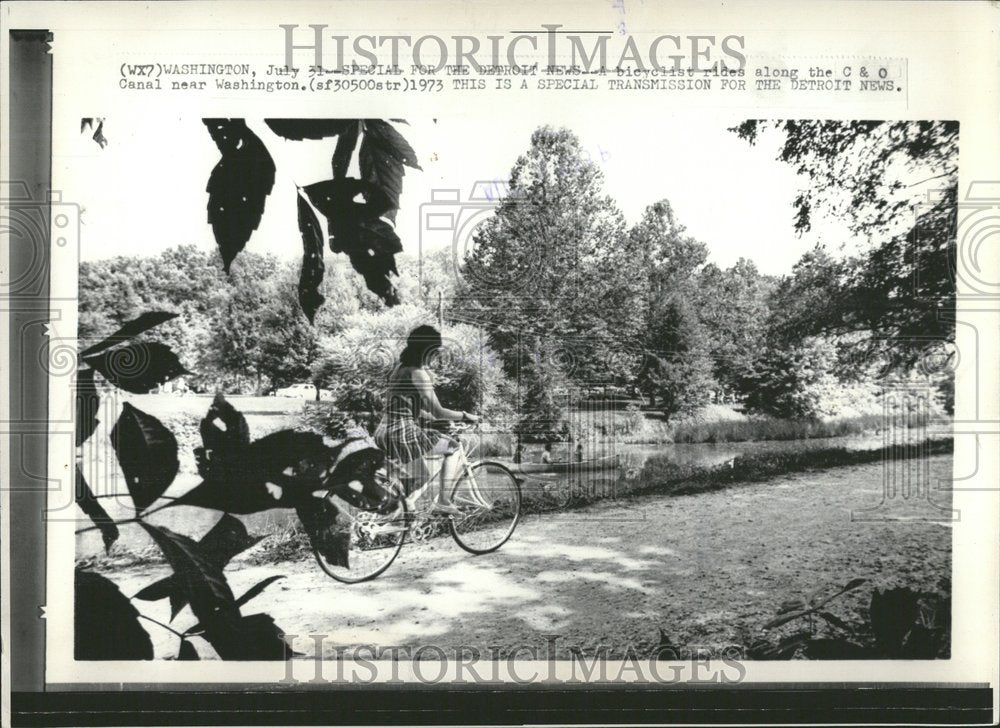 1973, Bicyclist C&amp;O Canal Washington - RRV44315 - Historic Images