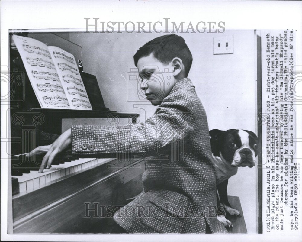 1960 Press Photo Eight-Year-Old Plays Piano - RRV44341 - Historic Images