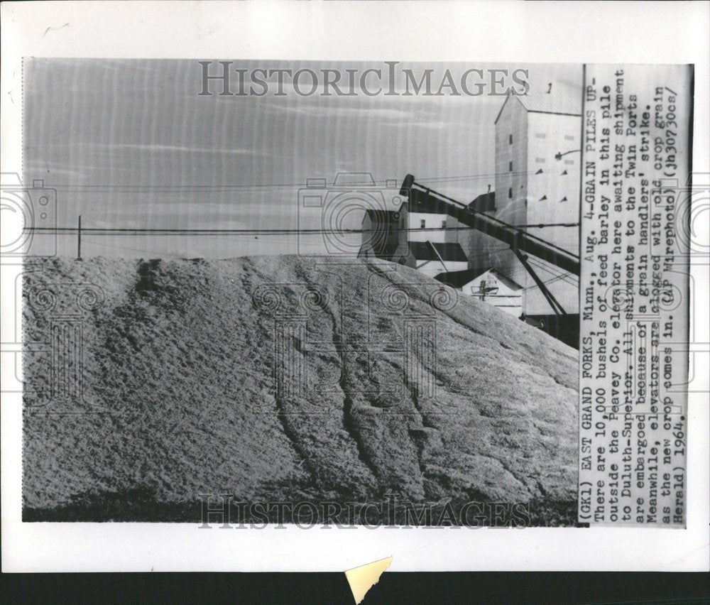 1964 Press Photo Peavey Co Elevator Bushels Feed Barley - RRV44861 - Historic Images