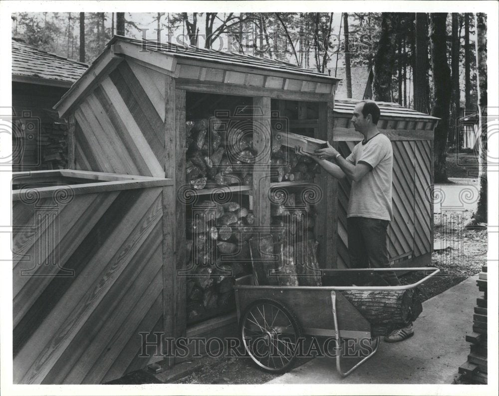 1980 Person Storing Wood For The Winter - Historic Images