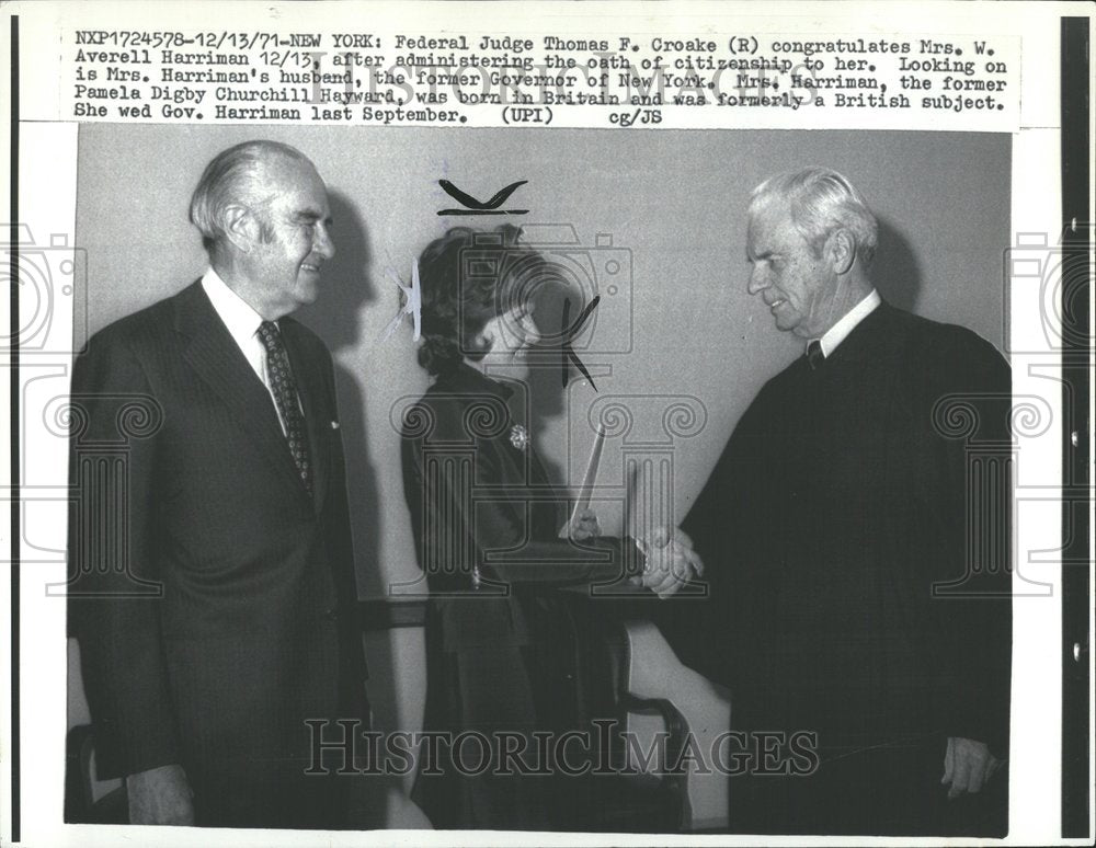 1971 Photo Politicians Wife Mrs. W. Averell Harriman - Historic Images