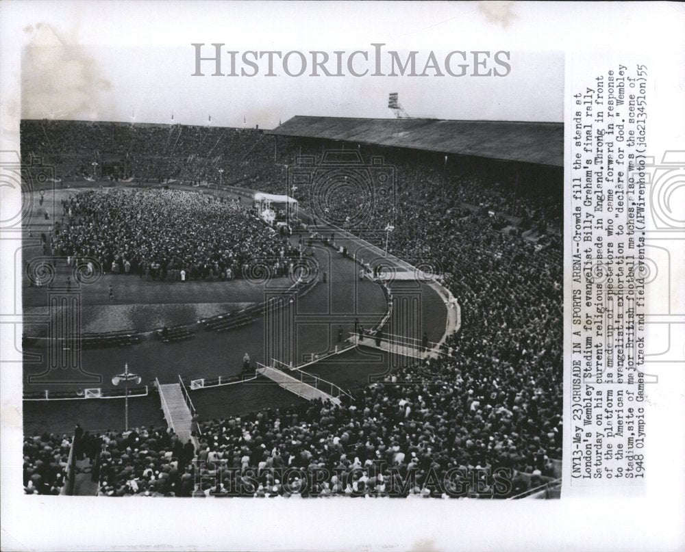 1955 Photo Evangelist Billy Graham London&#39;s Wembley-Historic Images