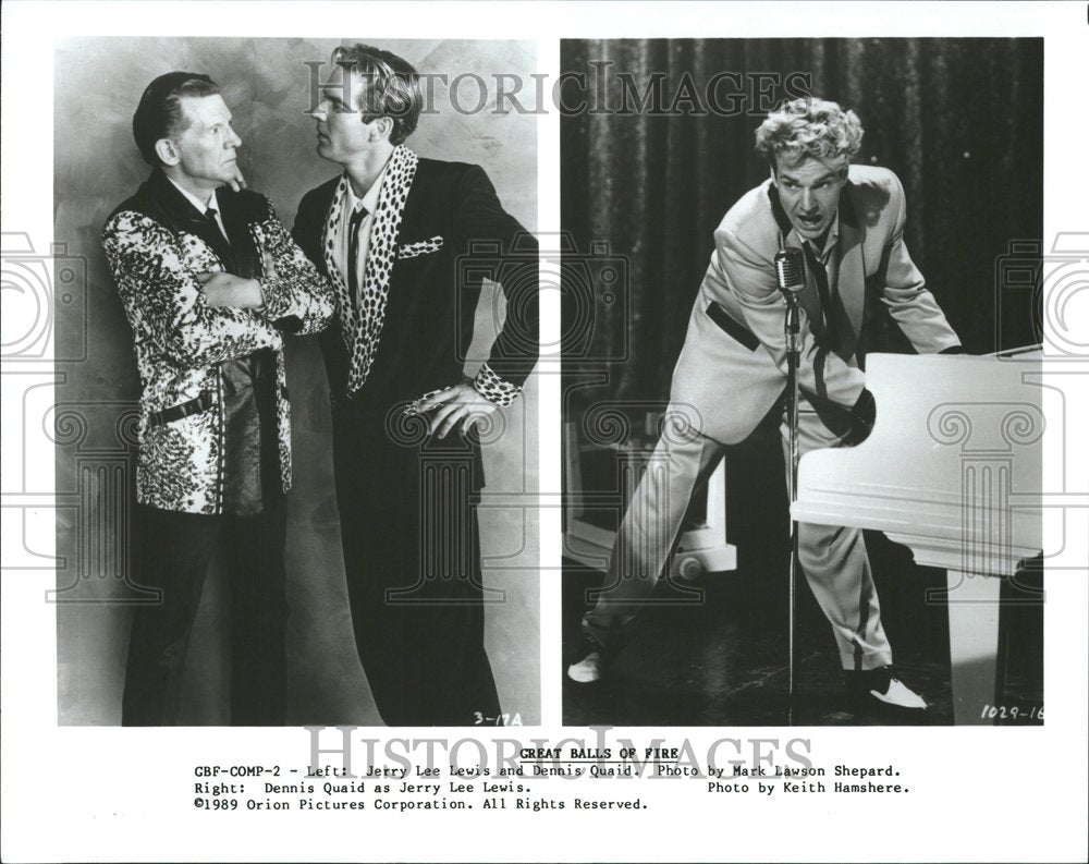 1990 Jerry Lee Lewis Dennis Quaid Ball Fire - Historic Images