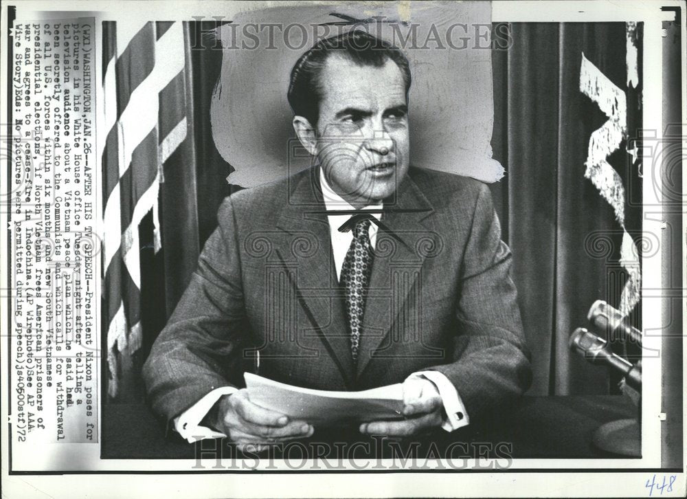 1972 Press Photo President Nixon Vietnam Peace Plan - Historic Images