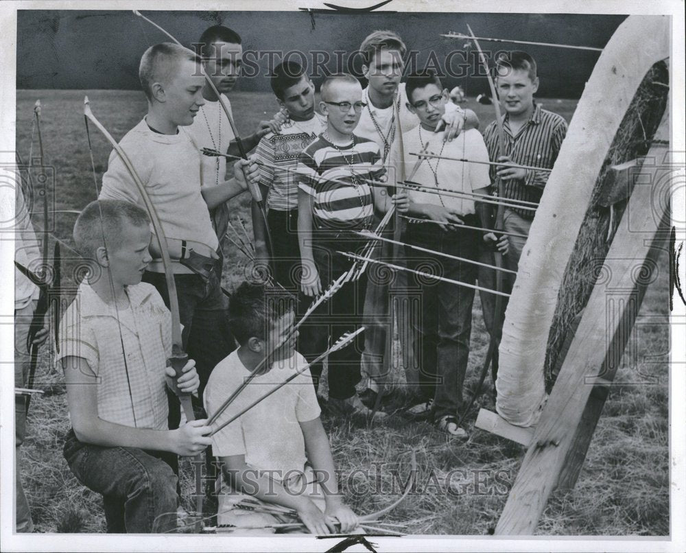 1959 Press Photo Camping Archery Children - RRV47595 - Historic Images