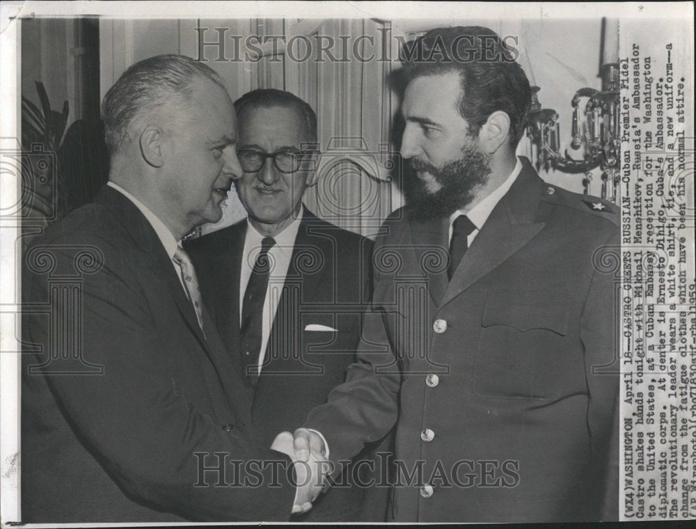 1959 Press Photo Mikhail Menshikov Fidel Castro Premier - RRV48011 - Historic Images