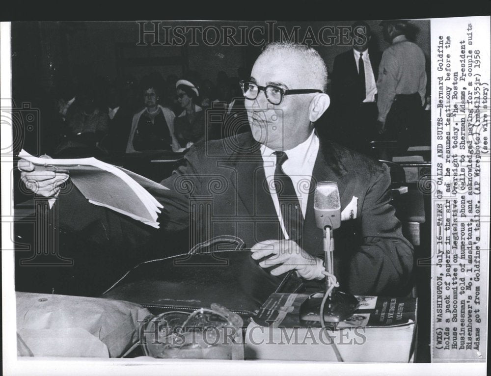 1958 Bernard Goldfine resumes testimony - Historic Images