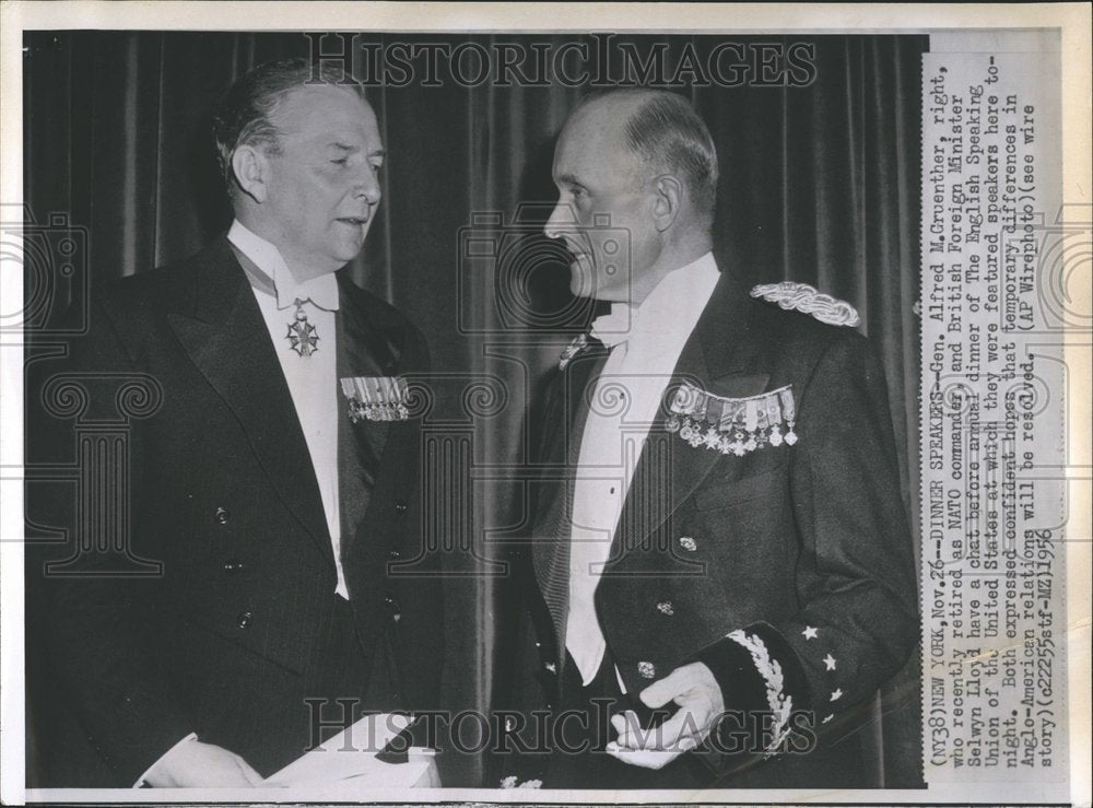 1956 Gen. Alfred Gruenther Selwyn Lloyd - Historic Images