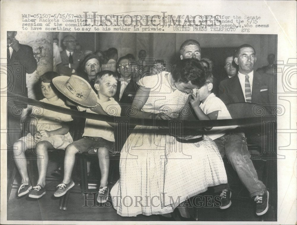 1957 Mrs Robert Kennedy three children - Historic Images