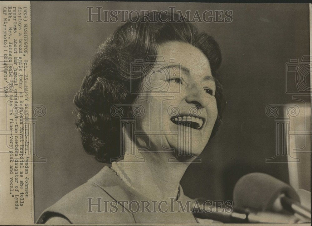 1968 Press Photo Mrs. Lyndon B. Johnson Grandchild - Historic Images