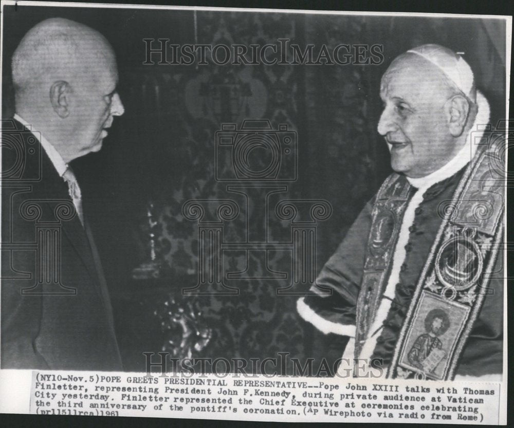 1961 Pope John XXIII Meets Pres Rep Vatican - Historic Images