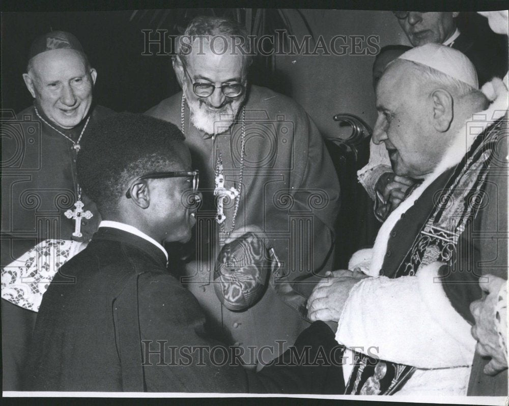 1958 Press Photo Pope John Greets Student Missionary - RRV50283 - Historic Images