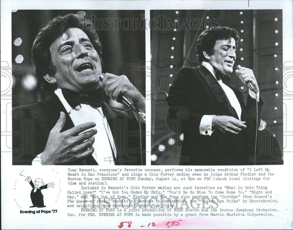 1977 Press Photo Singer Tony Bennett Evening Pops - RRV50663 - Historic Images