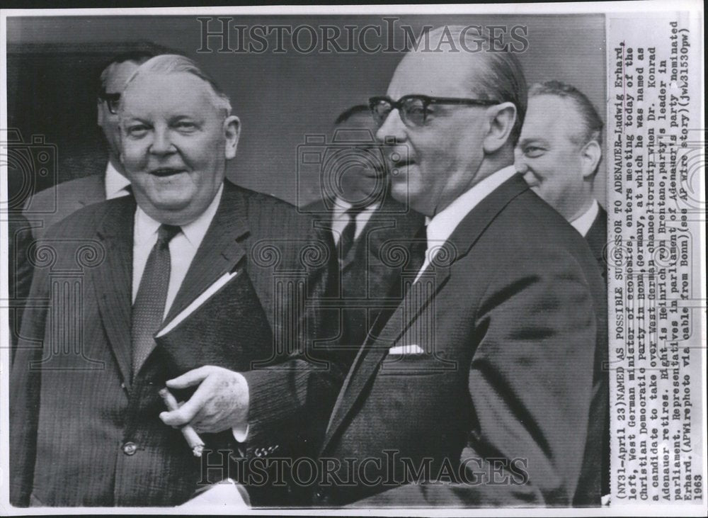 1963 Press Photo Ludwig Erhard West German Chancellor - RRV50853 - Historic Images