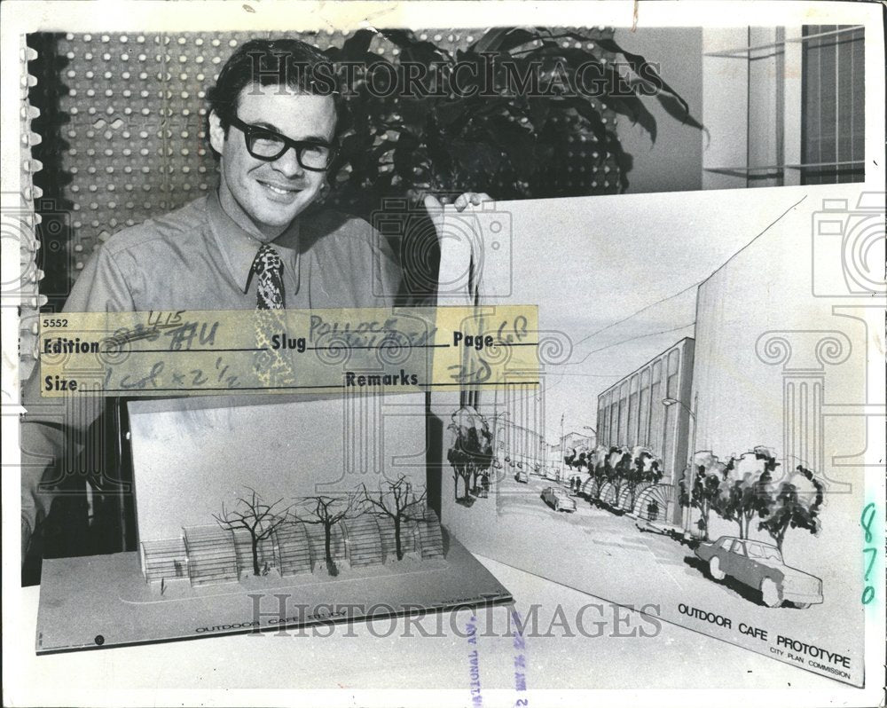 1971 Press Photo Outdoor Cafe Drawings City Planner - RRV51447 - Historic Images