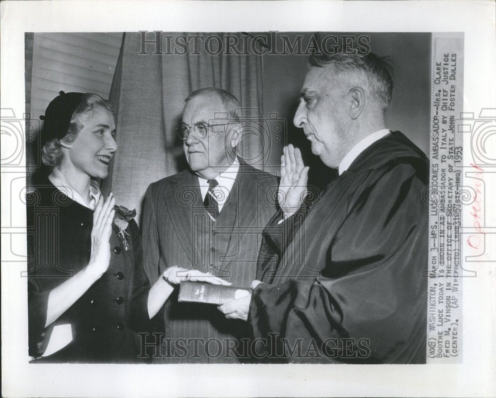 1953 Press Photo Italy Ambassador Clare Boothe Luce - RRV52023 - Historic Images