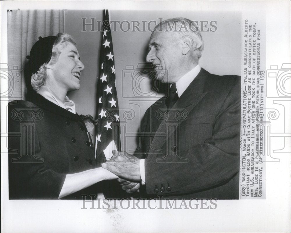 1953 Ambassador Albert Tarchiani Clare Luce - Historic Images