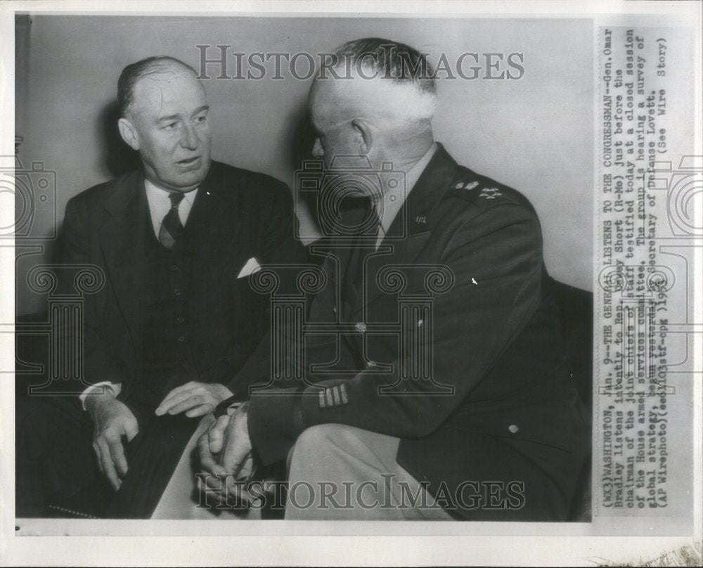 1955 Photo Gen. Omar Bradley Listens To Congressman - RRV52183 - Historic Images