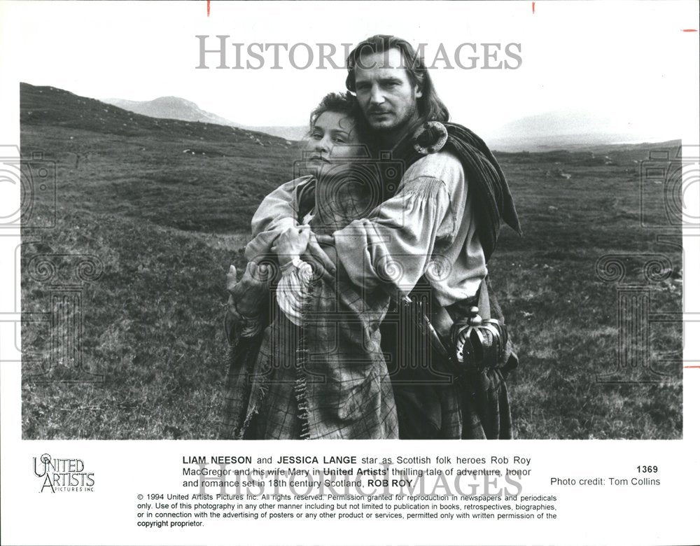 1995 Press Photo Jessica Lange Liam Neeson Rob ROy - Historic Images