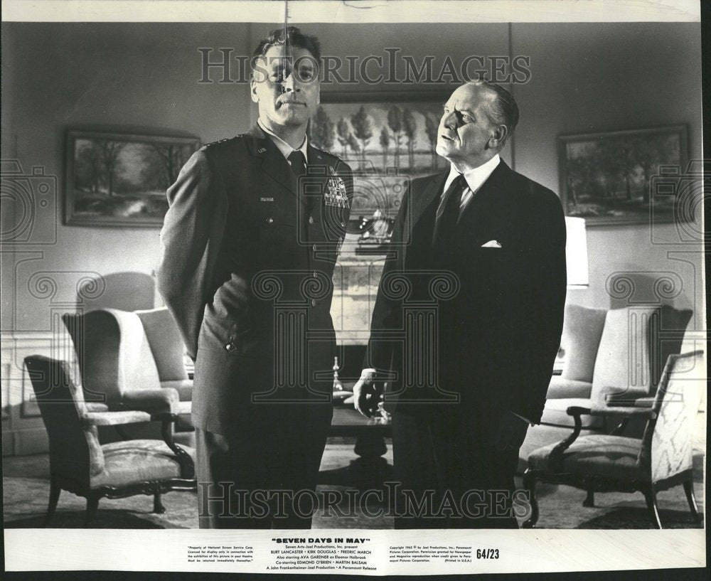 1984 Press Photo Fredrick March Burt Lancaster Seven - RRV52383 - Historic Images