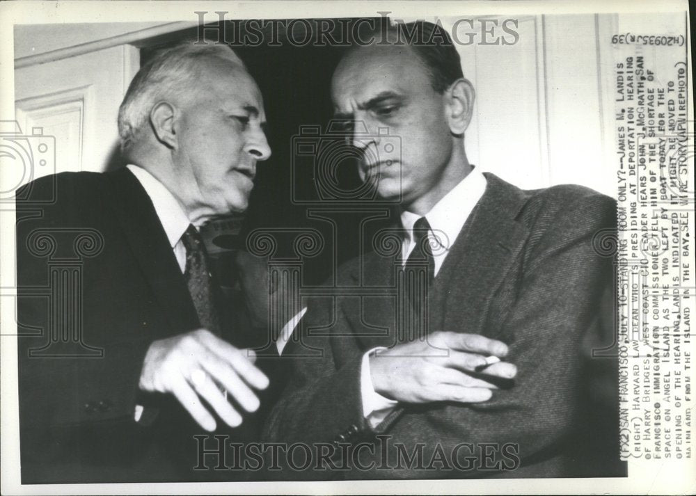 Press Photo James Landis Harry Bridges Harvard Law Dean - RRV52417 - Historic Images