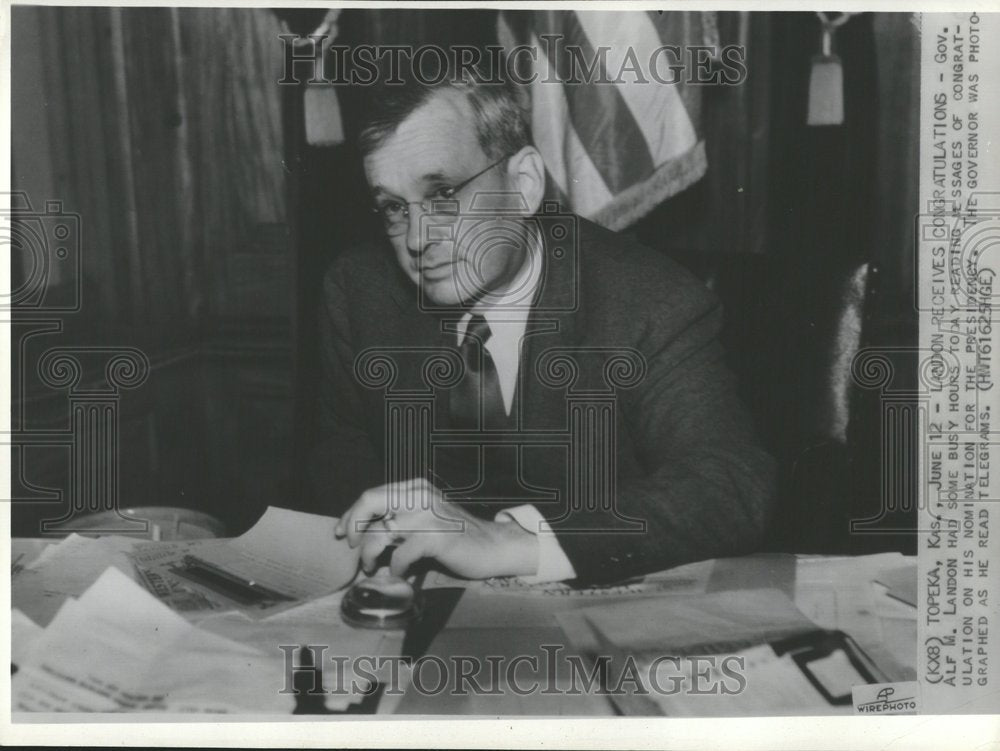 Press Photo Alf M Landon Graphed London Governor Hours - RRV52439 - Historic Images