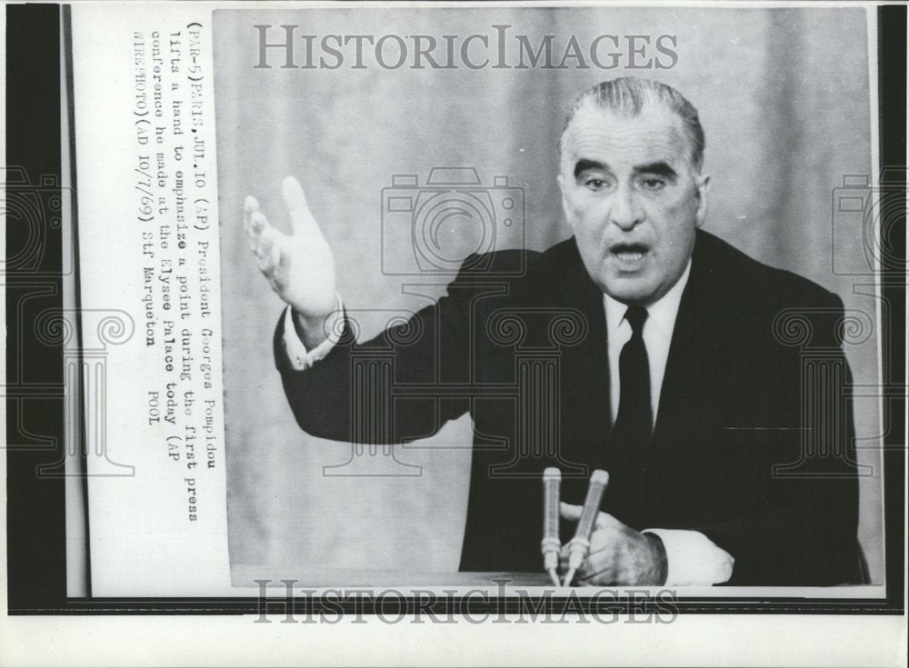 1969 President Georges Pompidou Elysee Hand - Historic Images
