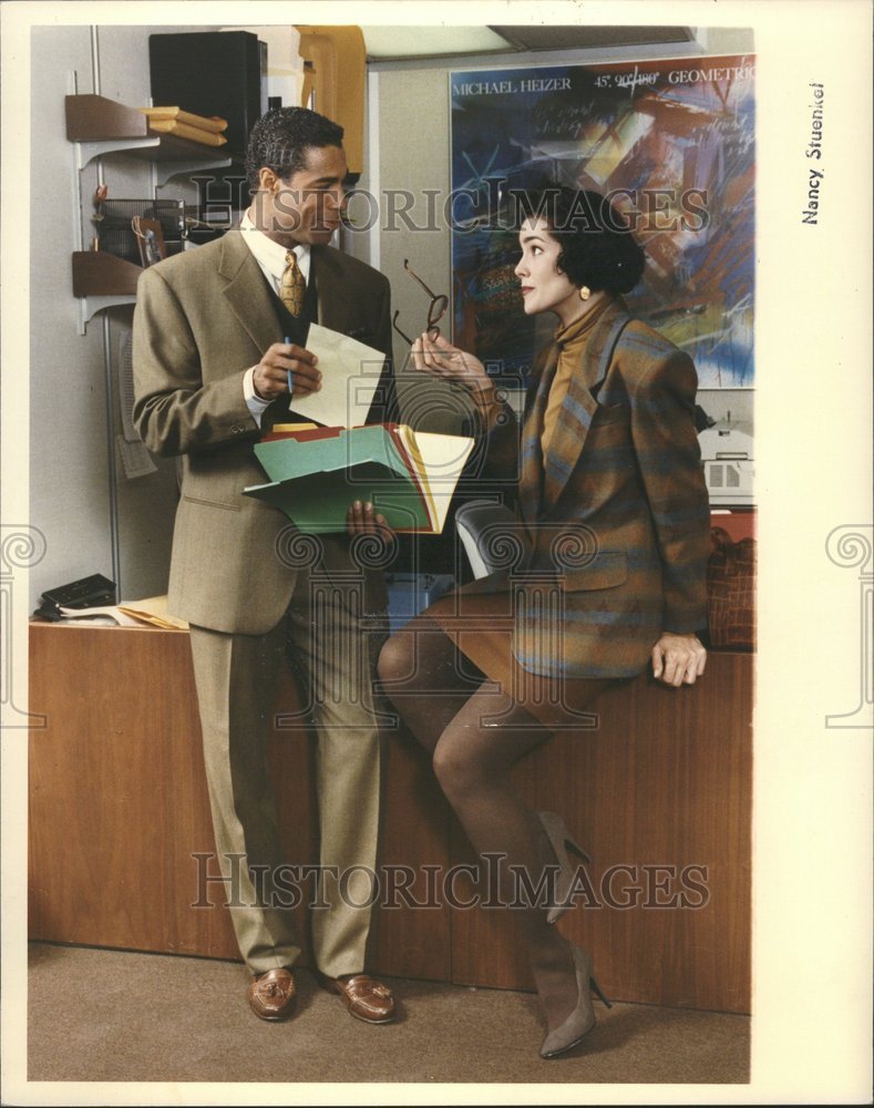 1990, Olive green plaid suit cotton shirt - RRV54547 - Historic Images