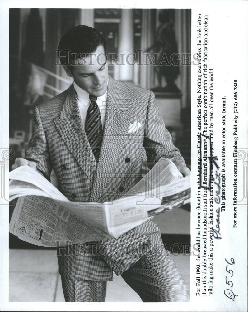 1993 Press Photo double breasted houndstooth suit Altma - RRV54703 - Historic Images