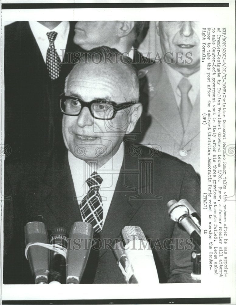 1973 Mariano Rumor Politics Prime Minister - Historic Images