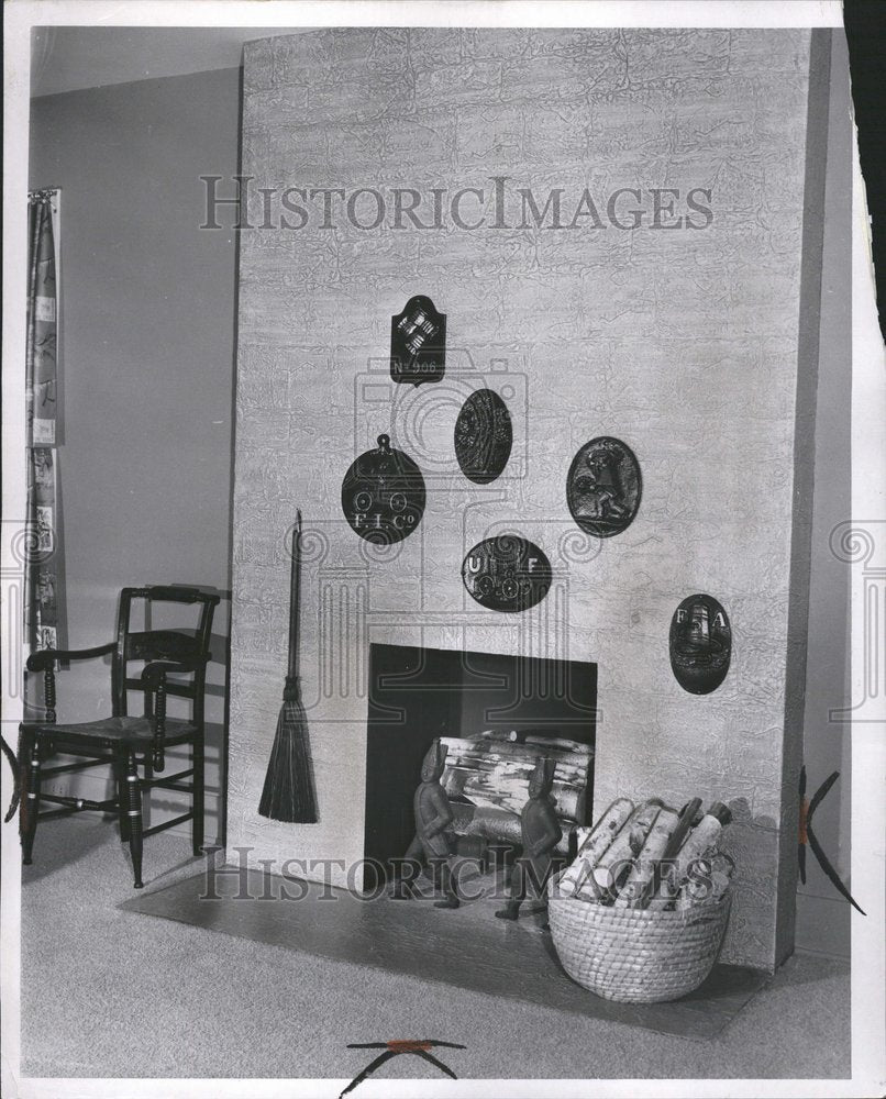 1957 Press Photo Fireplace Interior Buildings Snow Warm - RRV55643 - Historic Images